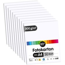 perfect ideaz 50 Blatt Fotokarton A4 weiß 300g Bastel Karton Pappe Tonkarton DIY