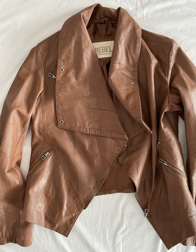 Stylische cognac lederjacke - stylische,