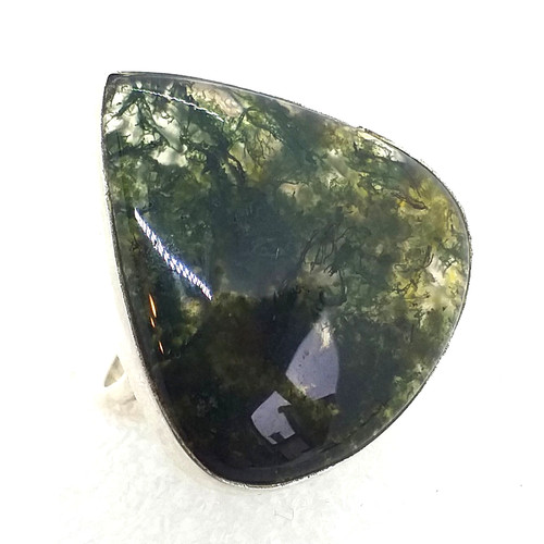 Echter mooschalcedon ring - echter,