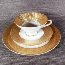 Sammeltasse + Untertasse + Teller,  3teilig, J. Kronester, Bavaria, Porzellan