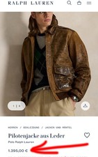 NP~1400€ Polo Ralph Lauren Lederjacke M (S) Bomberjacke Fliegerjacke teak, braun