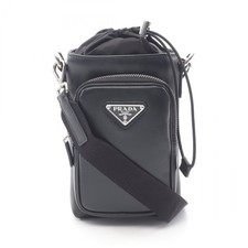 PRADA Re-Nylon Handytasche Crossbody Umhängetasche 2ZH155 Leder schwarz gebra...