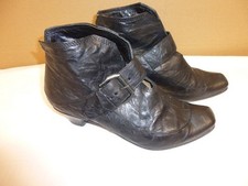 Damen Stiefelette, echt Leder, in Crashoptik, Vabeene, Absatz, schwarz, Gr. 36
