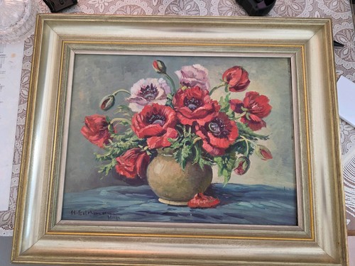 Antikes ölgemälde mohnblumen - Ölgemälde,