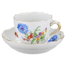 Mokkatasse mit Untere blaue Kornblume Meissen Neuer Ausschnitt I.Wahl Bunte Blum
