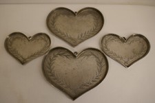 Zinn Herzen 4 Stück Rein Zinn