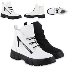 Damen Warm Gefüttert Schnürstiefeletten Stiefeletten Zipper Schuhe 841487 