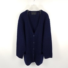 Bogner Strickjacke Damen Gr. 44-46 Blau Cardigan Zopfmuster Navy Grobstrick