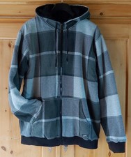 VANS: coole Sweat-Jacke in grau-kariert, Teddyfutter, Gr. XL !