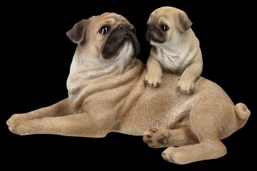 Gartenfigur hunde mops mit - mops,
