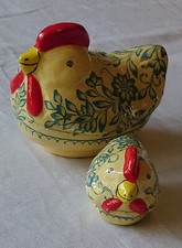 Dose 2x Huhn Pappmasche bemalt