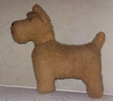 alter Stroh Hund Dog Schnauzer Knopf Glasaugen Fox Foxterrier Marke rote Zunge