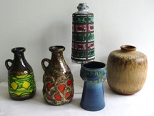 5 Vasen STREHLA KERAMIK DDR