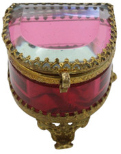 🖤 Kleine Vitrine Schmuckdose Schatulle Antik Glas Metall - 6,7 x 4,7 x 3,2 cm