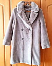 Hallhuber Donna  hochwertiger Damen Webpelz Kunstfell Mantel  36  taupe (beige)