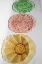 3 ALTE TORTENPLATTEN GLAS 30er - 50er JAHRE !!!