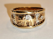 Goldring Glücksring mit Elefant und Diamanten Gr 60  Gelbgold  8 Kt =333