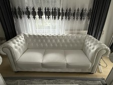 Dreier Set Leder Couch Weiß (Preis ist verhandelbar)