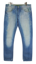 One Green Elephant Chico Jeans Herren W34/L34 Zerrissen Distressed Knopf Blau