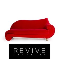 Bretz Gaudi Samt Stoff Sofa Rot Dreisitzer Couch