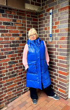 Damen Steppweste Lang Blau