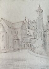 Mario Barone *1902 Architektur Stadt Kirche Frankfurt am Main? Zeichnung