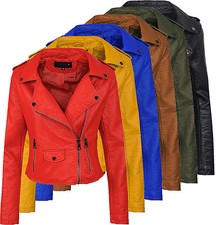 Damen Biker Kunstleder Jacke