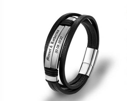 Leder armband mit zwei - id,