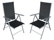 Gartenstuhl Gartensessel Klappsessel Klappstuhl RAVENNA schwarz 2 STÜCK, 2. WAHL