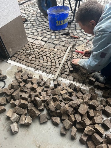 Muschelkalk mosaikpflaster - muschelkalk,