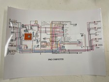 62 Corvette C1 farbiger & laminierter Schaltplan
