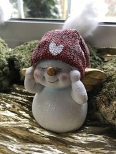 Schneemann Engel mit Herz, Glitzer, weiß,rot,gold Flügel Höhe 10 cm goldig NEU