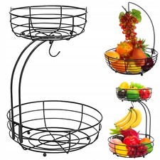 2 Etagen Obstkorb Obstschale Zweistöckige Küche Gemüsekorb mit Bananenhalter DE