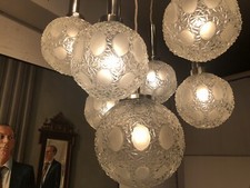 DDR Vintage Kaskade Kristallglas Lampe Deckenlampe 70er GDR Design Esstischlampe