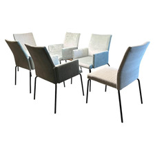 Fischer Möbel 6er Set Sessel Kalos Stoff Velvet Lagoon Stoff Moss Agua 