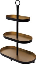TrendLine Deko Eisen Etagère 50 x 18 x 35 cm schwarz-gold  Deko-Objekte