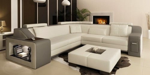 Ecksofa leder textil sofa - ecksofa,