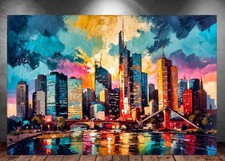 LEINWAND BILD ER XXL ABSTRAKT FRANKFURT SKYLINE CITY BUNT WAND POSTER P1438