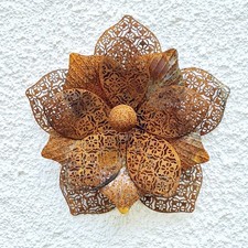Edelrost Blume 38x38 cm Wanddeko  Metallblume Blume Rost Metall Gartendeko