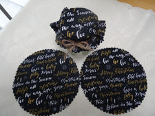 12 Stoff-Deckchen-Set / Deko-Haube MERRY  CHRISTMAS Einmachgläser Marmeladen