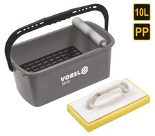 Fliesen-Waschset, 3-teilig, 10 L Eimer mit Rolle, Waschbrett, Fugbrett