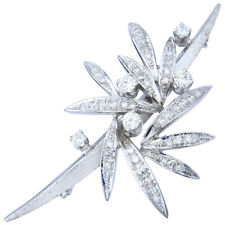 Brosche Brillanten und Diamanten 0,74 Carat 750er Weißgold ca. 1960-65
