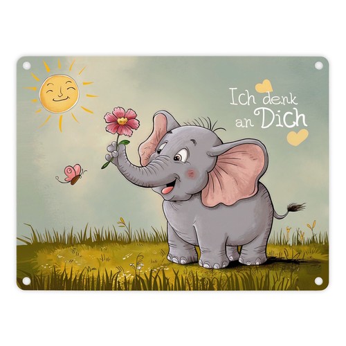 Cartoon elefant mit blume - mit,