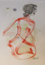 rote Frau  Original signiert