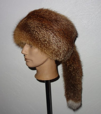 Rotfuchs Pelz Mütze Echtfell Trapper Kappe  Fellmütze Fuchs Jagd Schapka Fox Fur