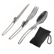 Utensilien-Set Besteck Außeneinsatz 16.8 Cm Camping Edelstahl Klappbar