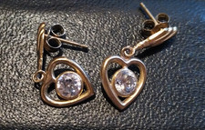 Gold Ohrstecker - Ohrringe - Ohrschmuck - Herz mit Stein - 333er Gold - 8 Karat