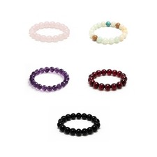 PURAJA Elastischer Edelsteinring aus echtem Naturstein | 3mm Perlenring