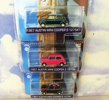 3er SET 1/64 GREENLIGHT DIECAST 1967 AUSTIN MINI COOPER S 1275 PINK/GRÜN/SCHWARZ