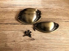 4 Möbelgriffe, Muschelgriffe, Messingfarben,Griffe für Schubladen, Vintage Style